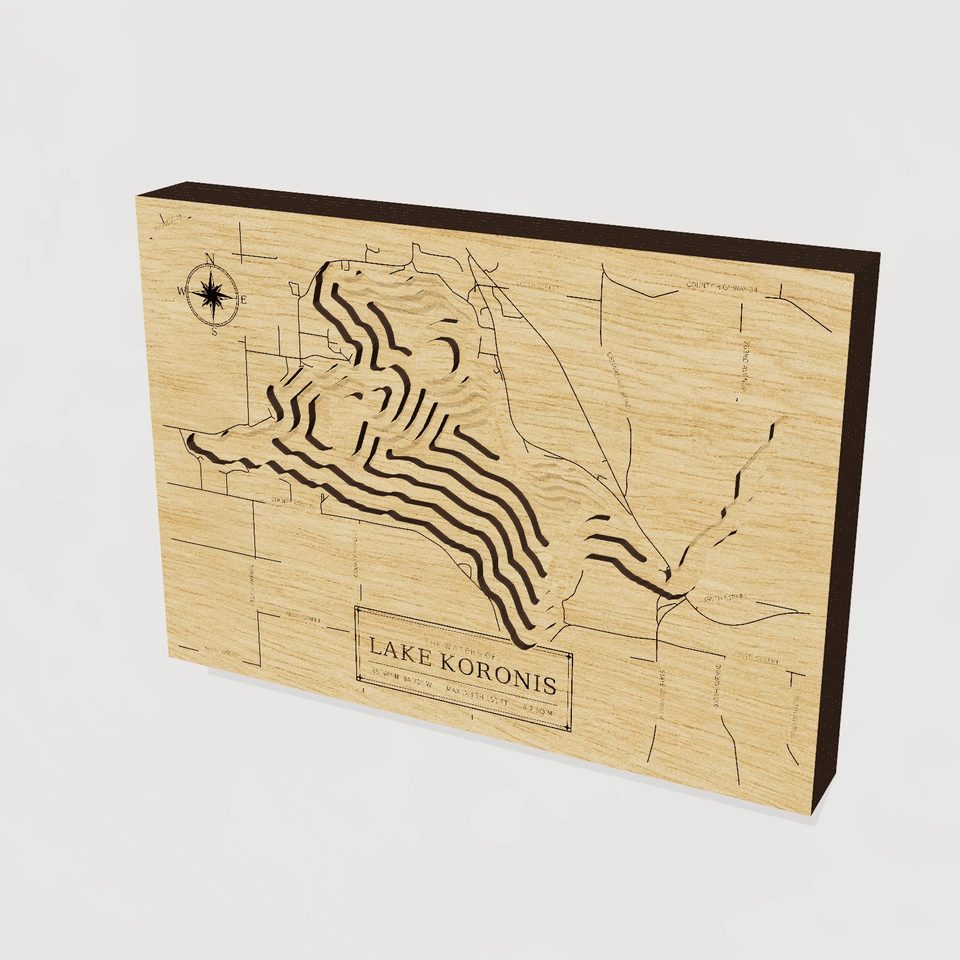 Lake Koronis 3D wood map, hero view
