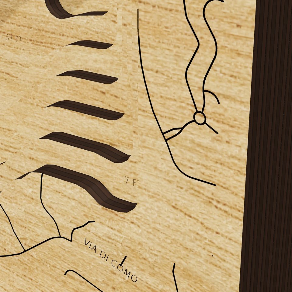 Lake Las Vegas 3D wood map, detail view
