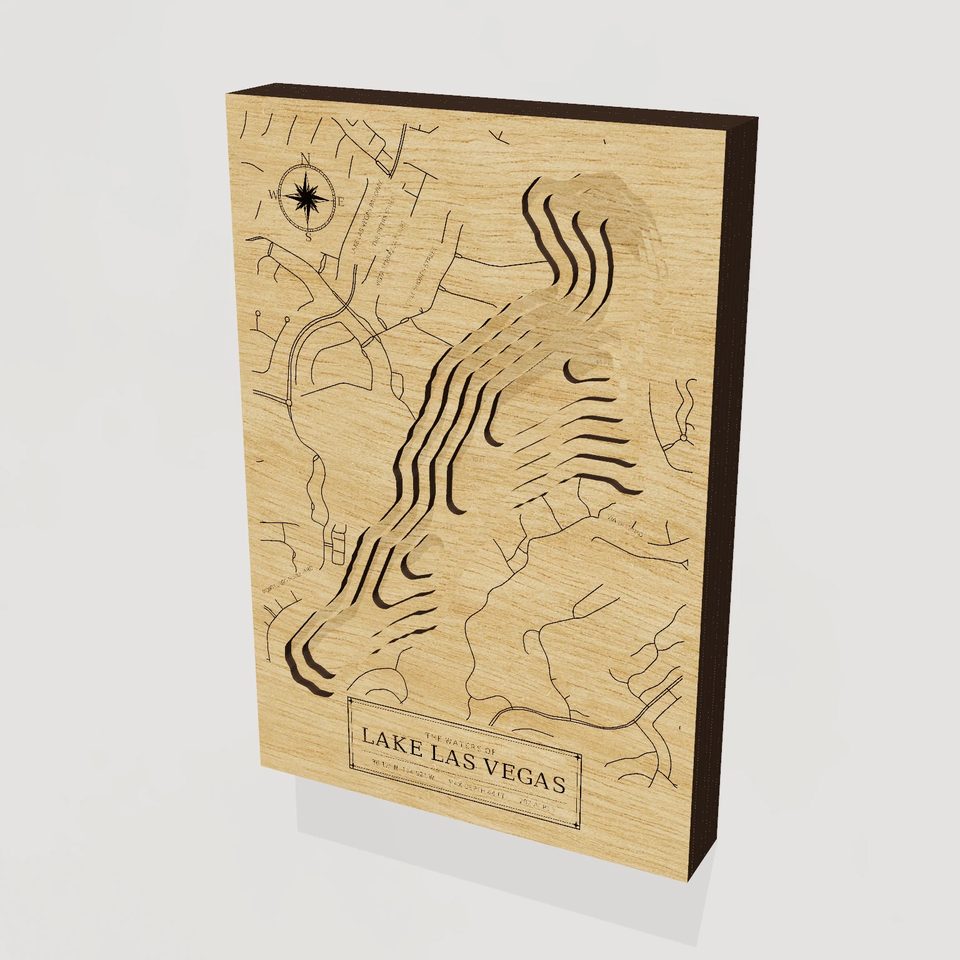 Lake Las Vegas 3D wood map, hero view