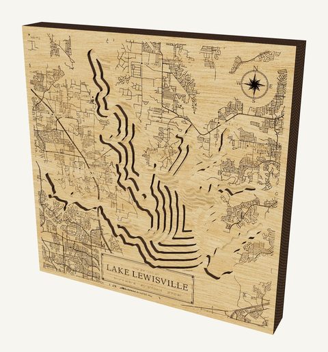 Lake Lewisville wood map
