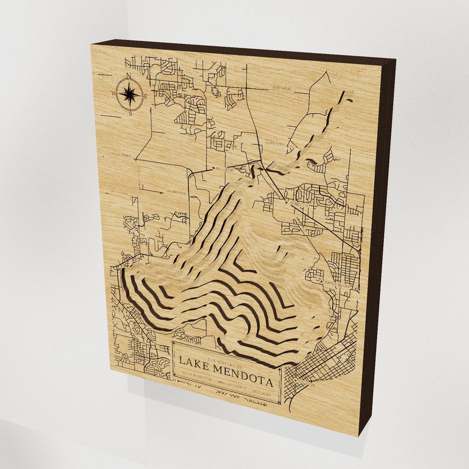 Lake Mendota 3D wood map, hero view