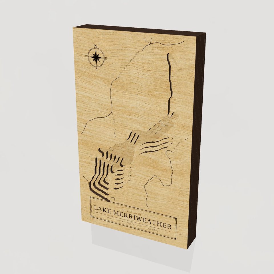 Lake Merriweather 3D wood map, hero view