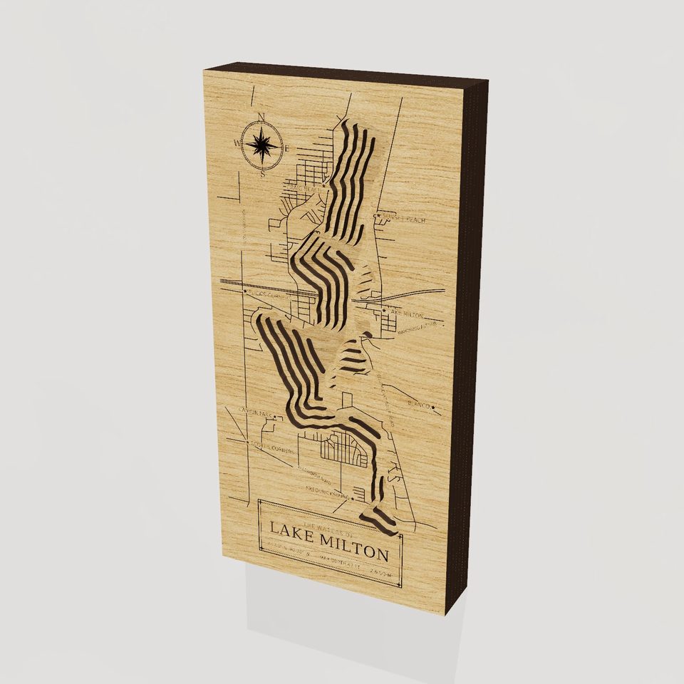Lake Milton 3D wood map, hero view