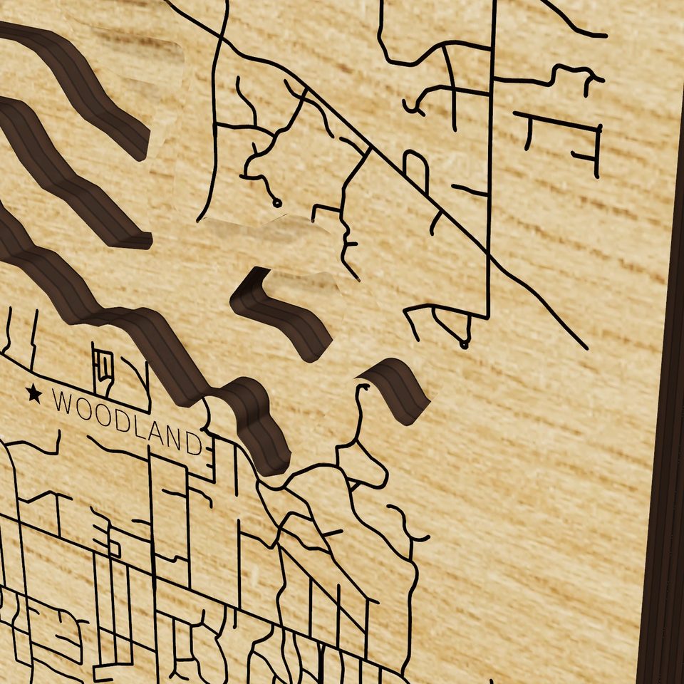 Lake Minnetonka 3D wood map, detail view