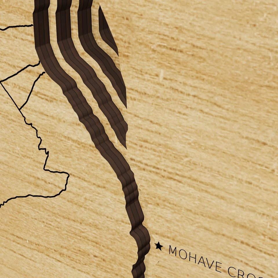 Lake Mohave 3D wood map, detail view