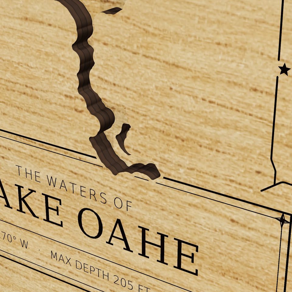 Lake Oahe 3D wood map, detail view