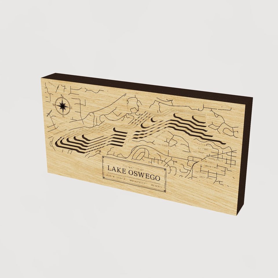 Lake Oswego 3D wood map, hero view