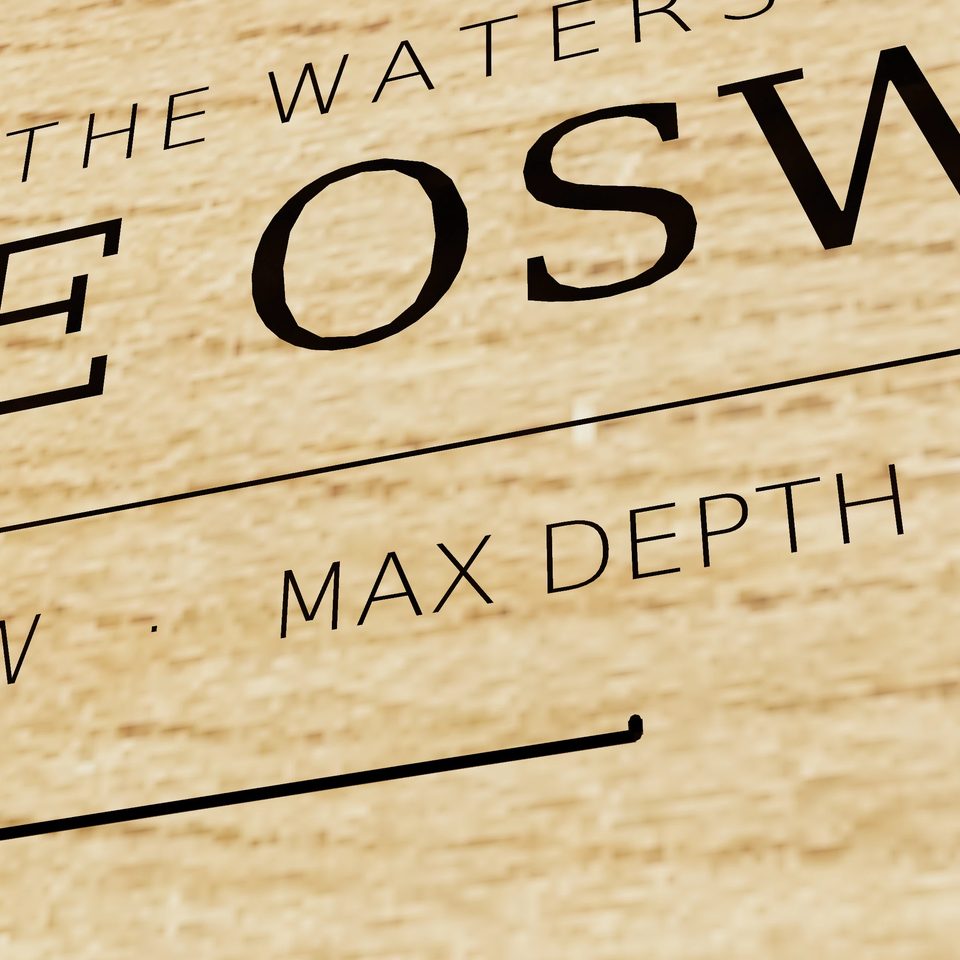 Lake Oswego 3D wood map, title view