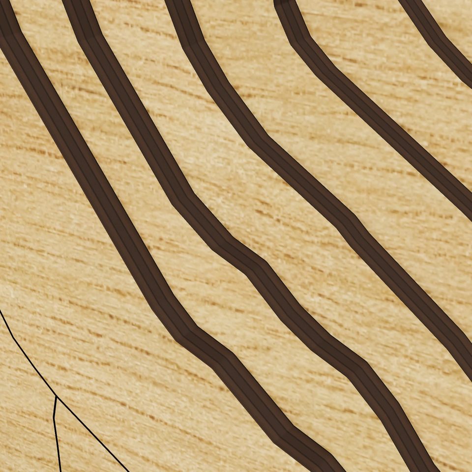 Lake Panamoka 3D wood map, detail view