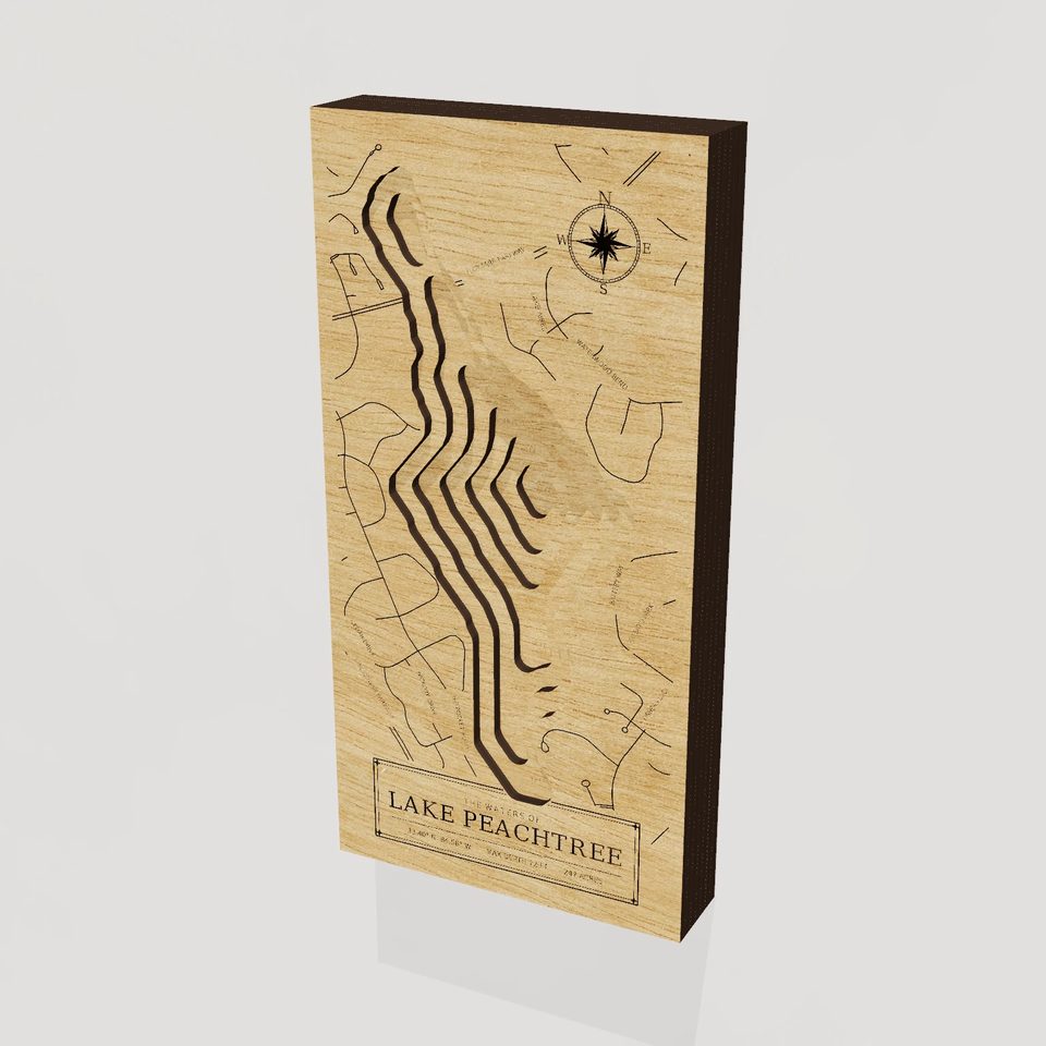 Lake Peachtree 3D wood map, hero view