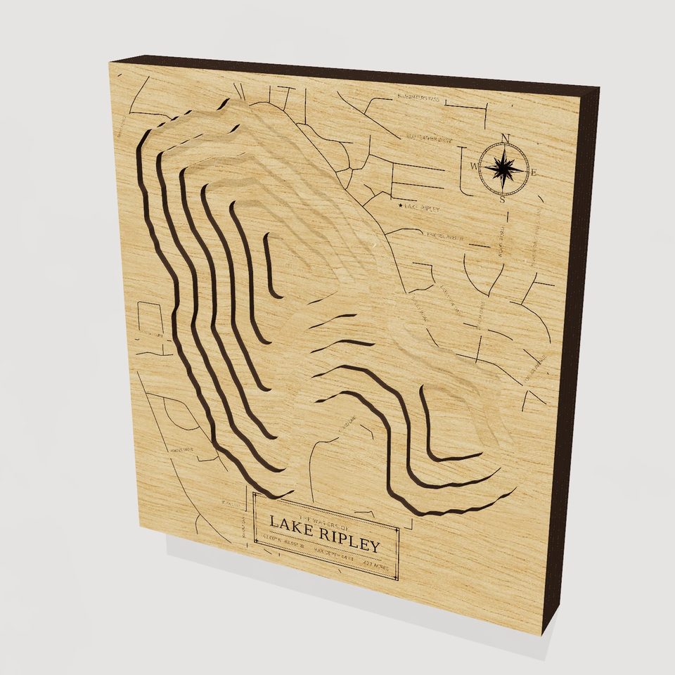 Lake Ripley 3D wood map, hero view