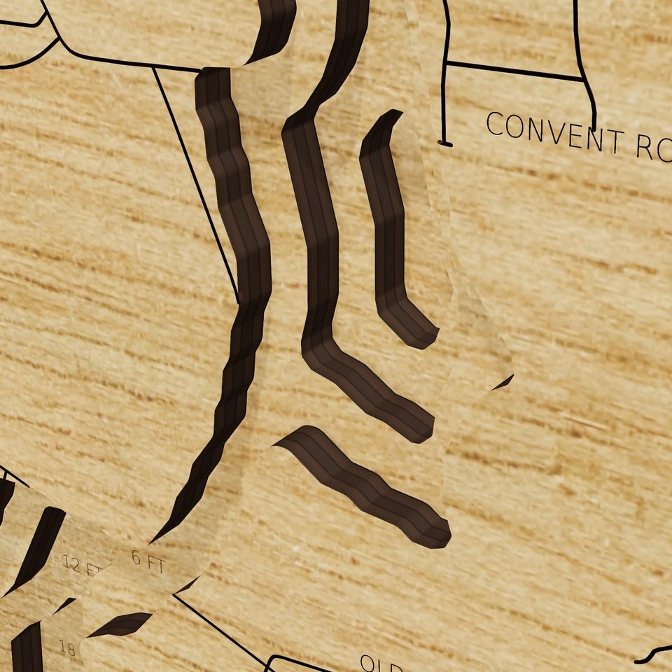 Lake Tappan 3D wood map, detail view