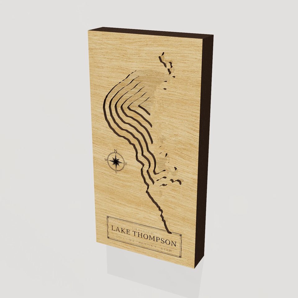 Lake Thompson 3D wood map, hero view