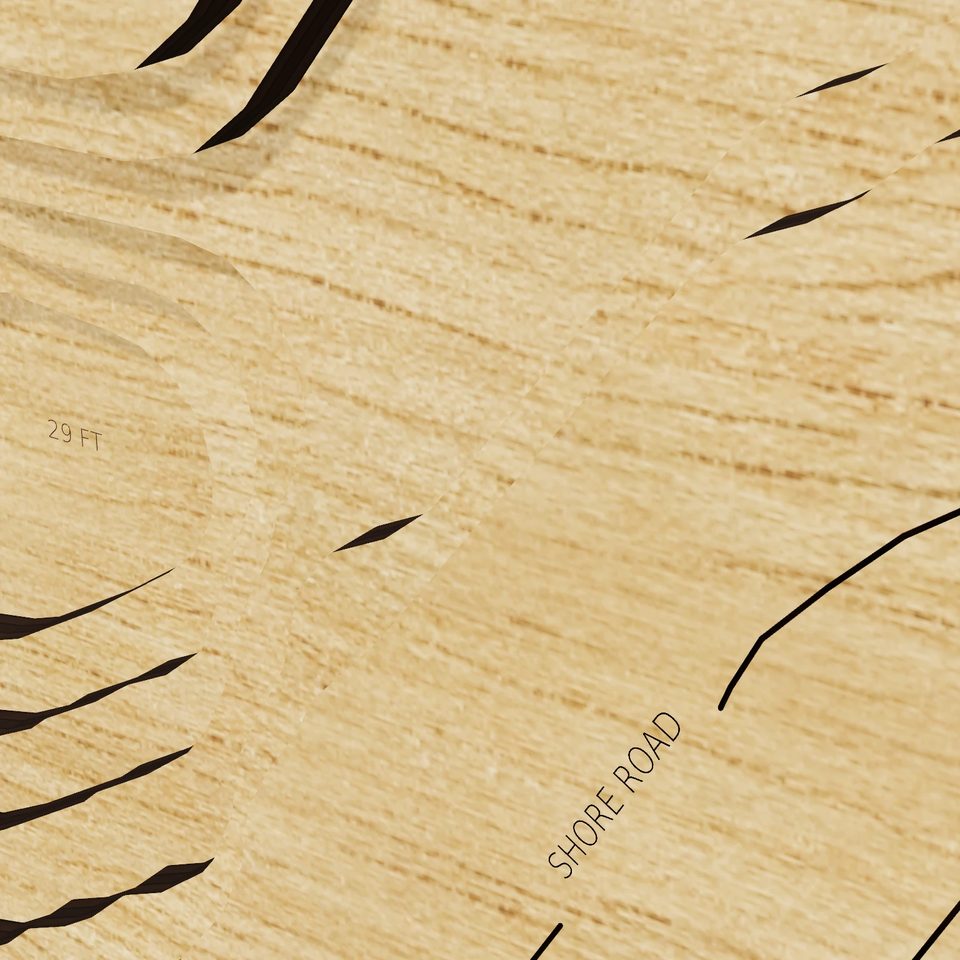 Lake Tranquility 3D wood map, detail view