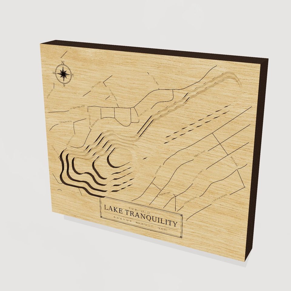 Lake Tranquility 3D wood map, hero view