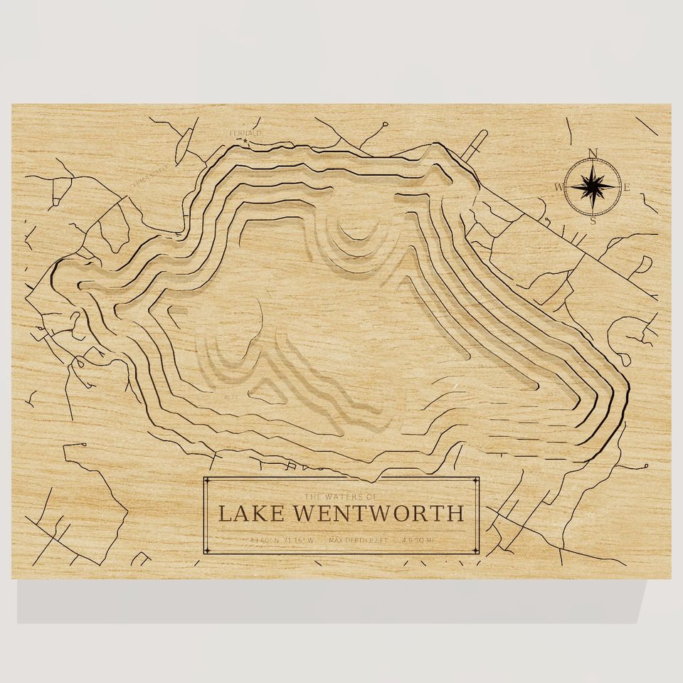 Lake Wentworth 3D wood map, front view