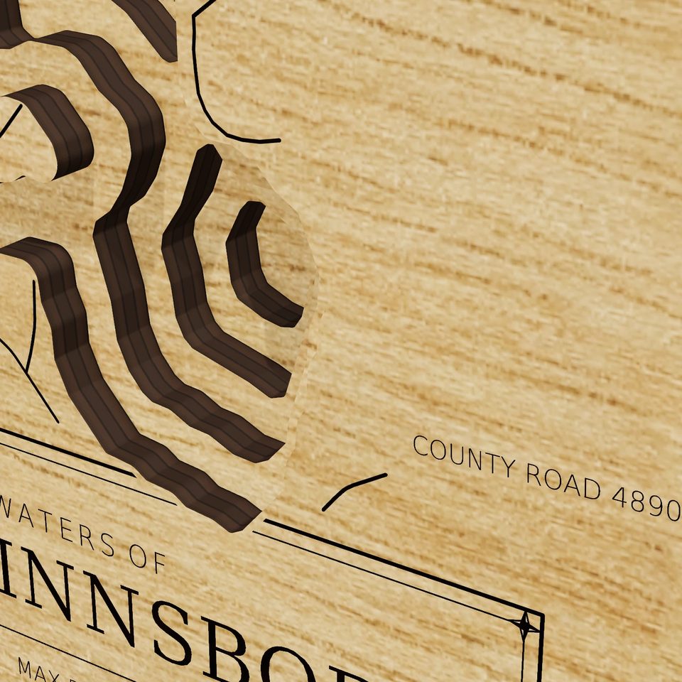 Lake Winnsboro 3D wood map, detail view
