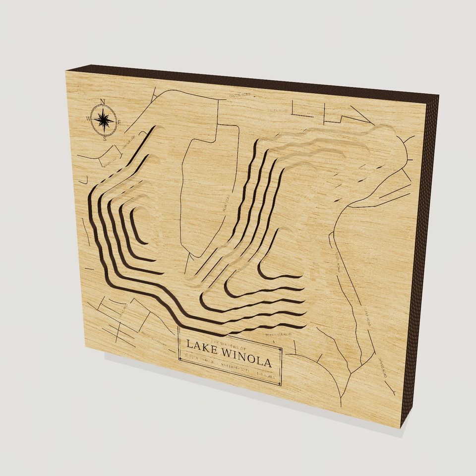 Lake Winola 3D wood map, hero view