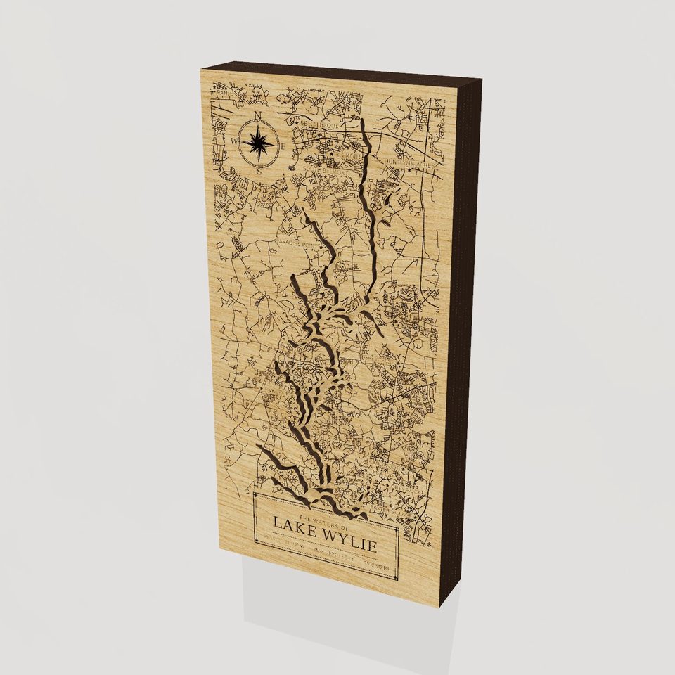 Lake Wylie 3D wood map, hero view