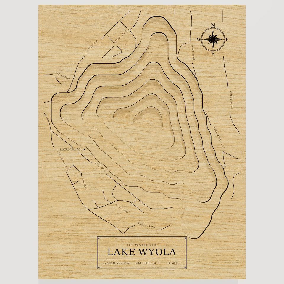Lake Wyola 3D wood map, front view