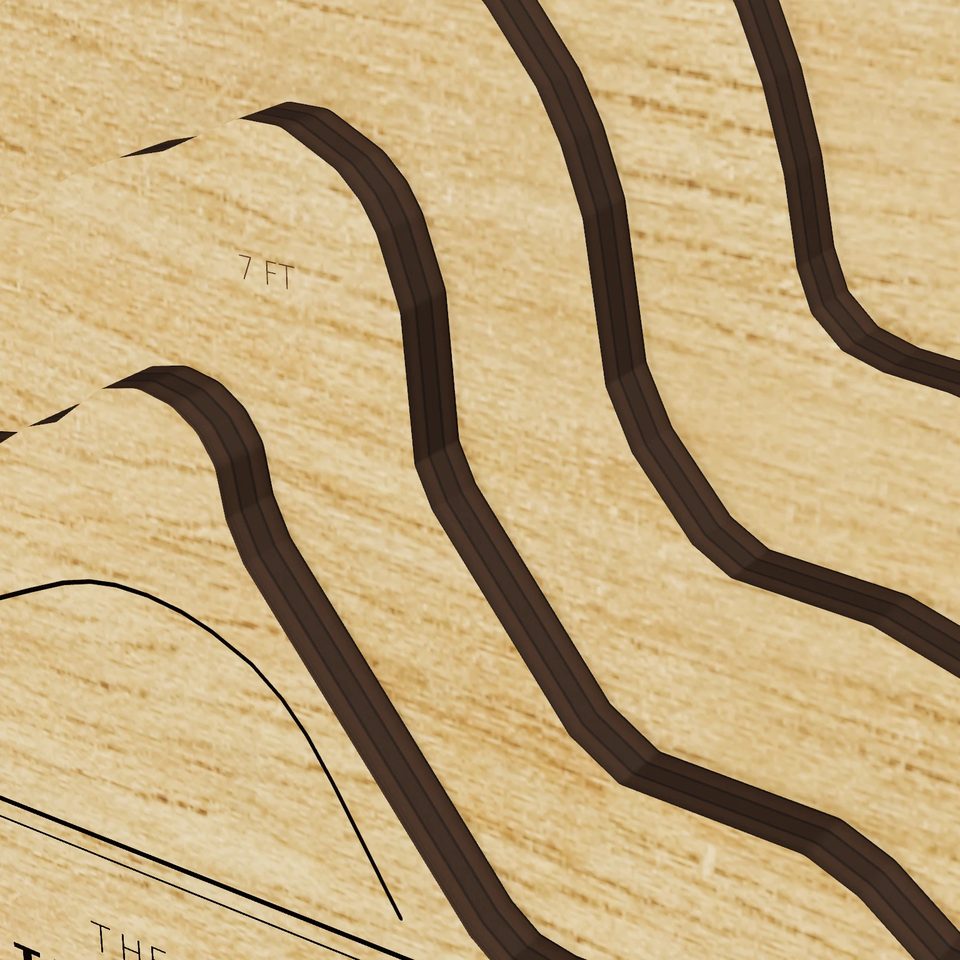 Lake Yahola 3D wood map, detail view