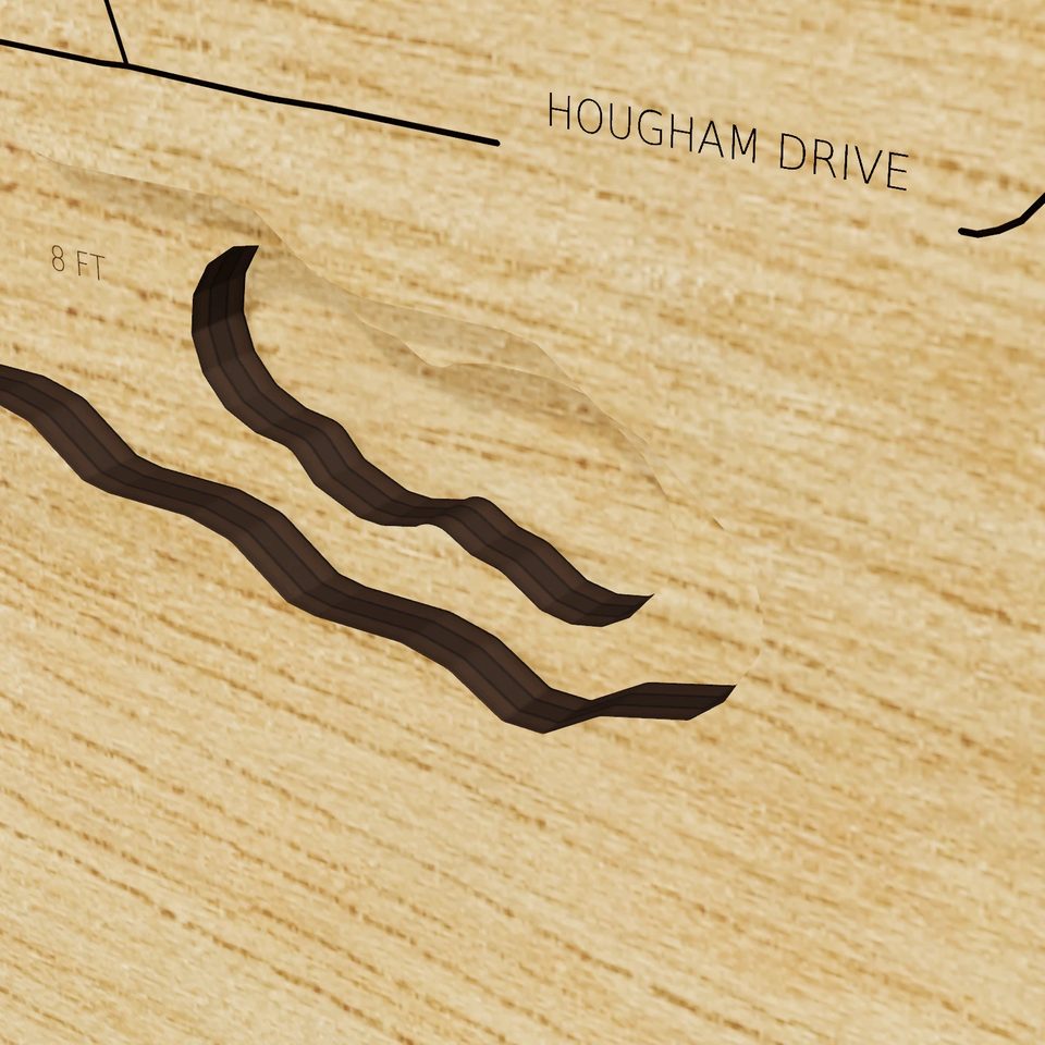 Lamb Lake 3D wood map, detail view