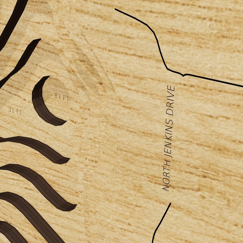 Lower Nemahbin Lake 3D wood map, detail view