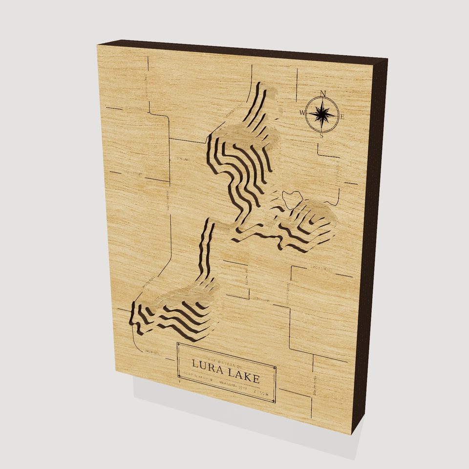 Lura Lake 3D wood map, hero view