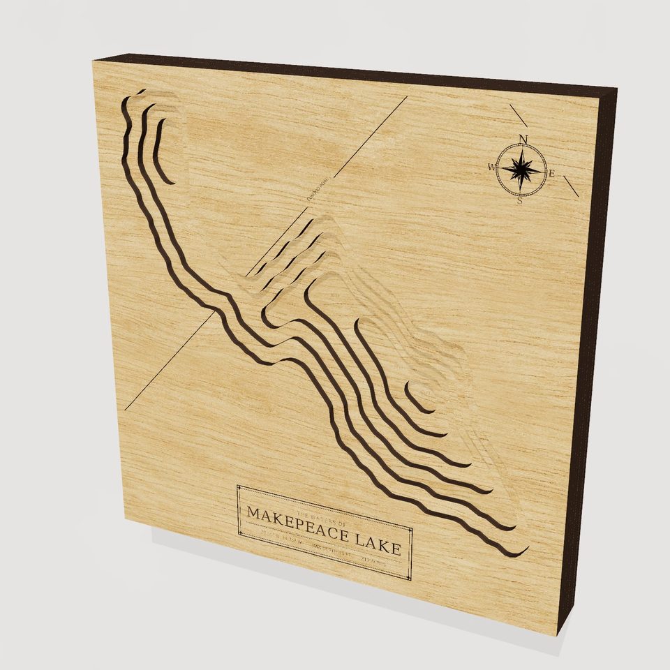 Makepeace Lake 3D wood map, hero view