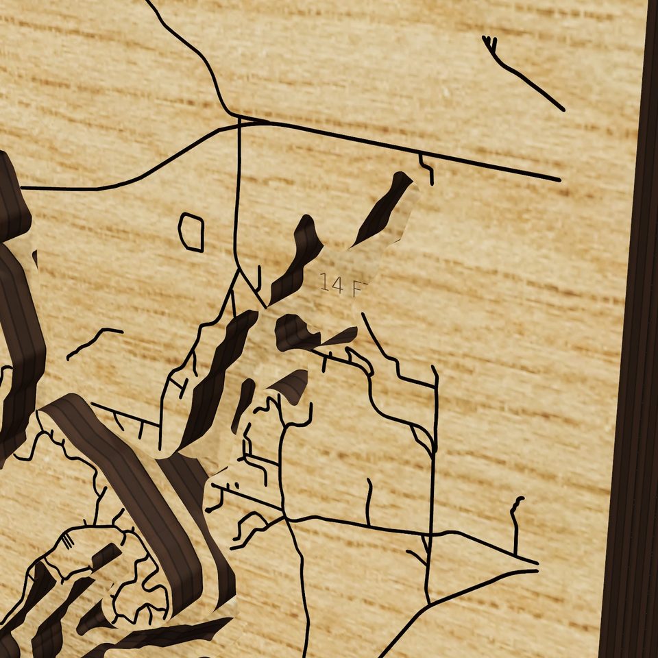 Mitchell Lake 3D wood map, detail view