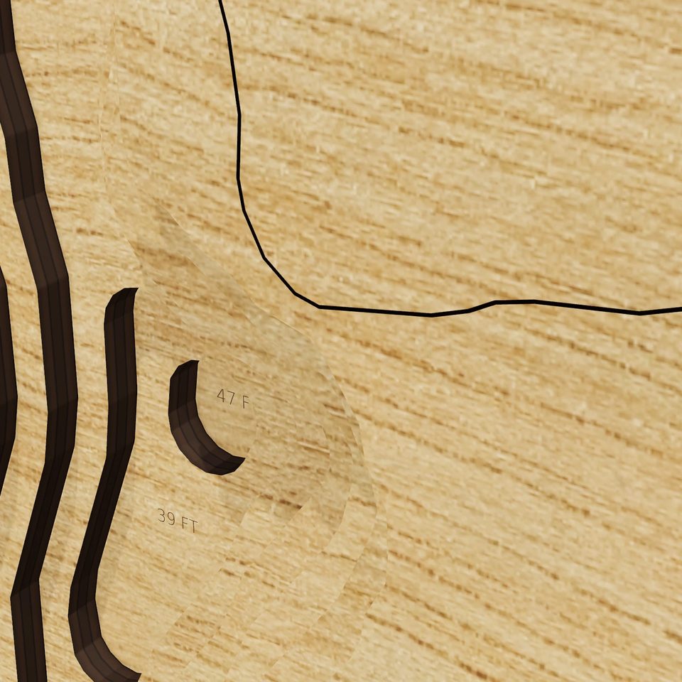 Mohican Lake 3D wood map, detail view