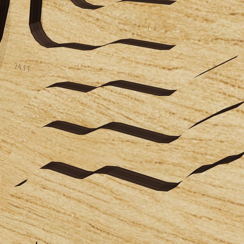 Mudge Pond 3D wood map, detail view