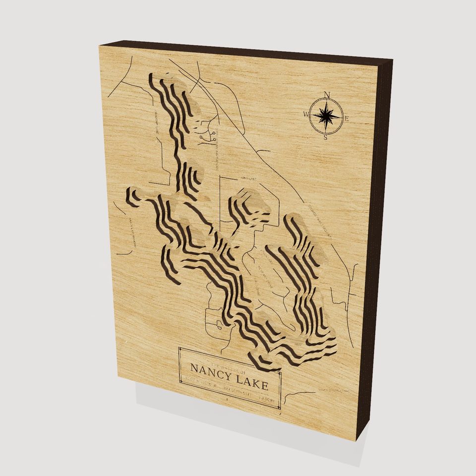 Nancy Lake 3D wood map, hero view