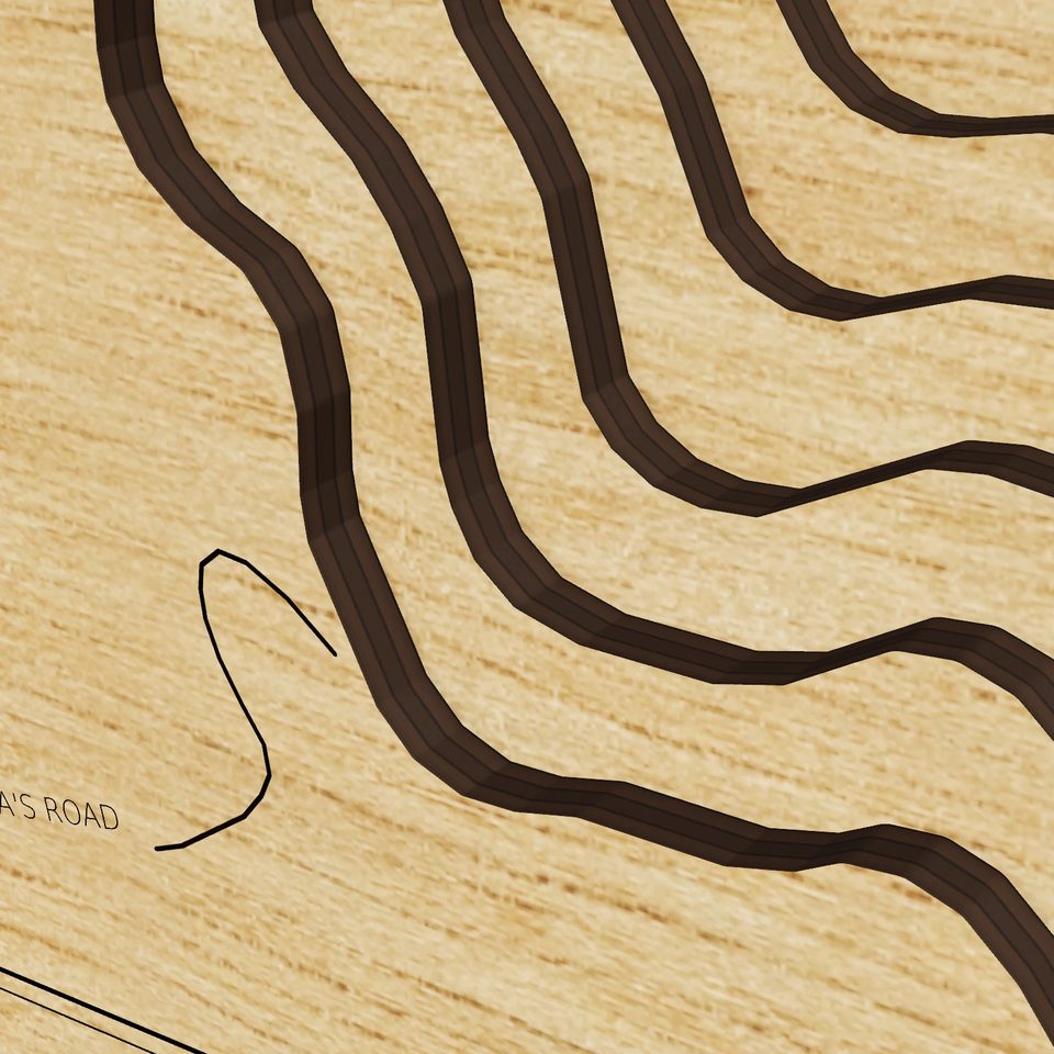 Oxoboxo Lake 3D wood map, detail view