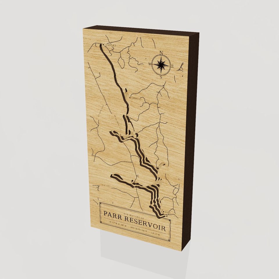Parr Reservoir 3D wood map, hero view