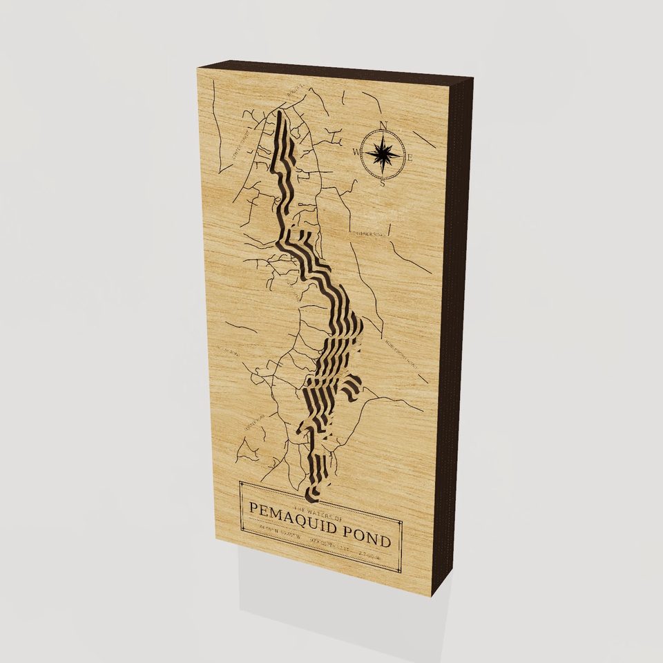 Pemaquid Pond 3D wood map, hero view