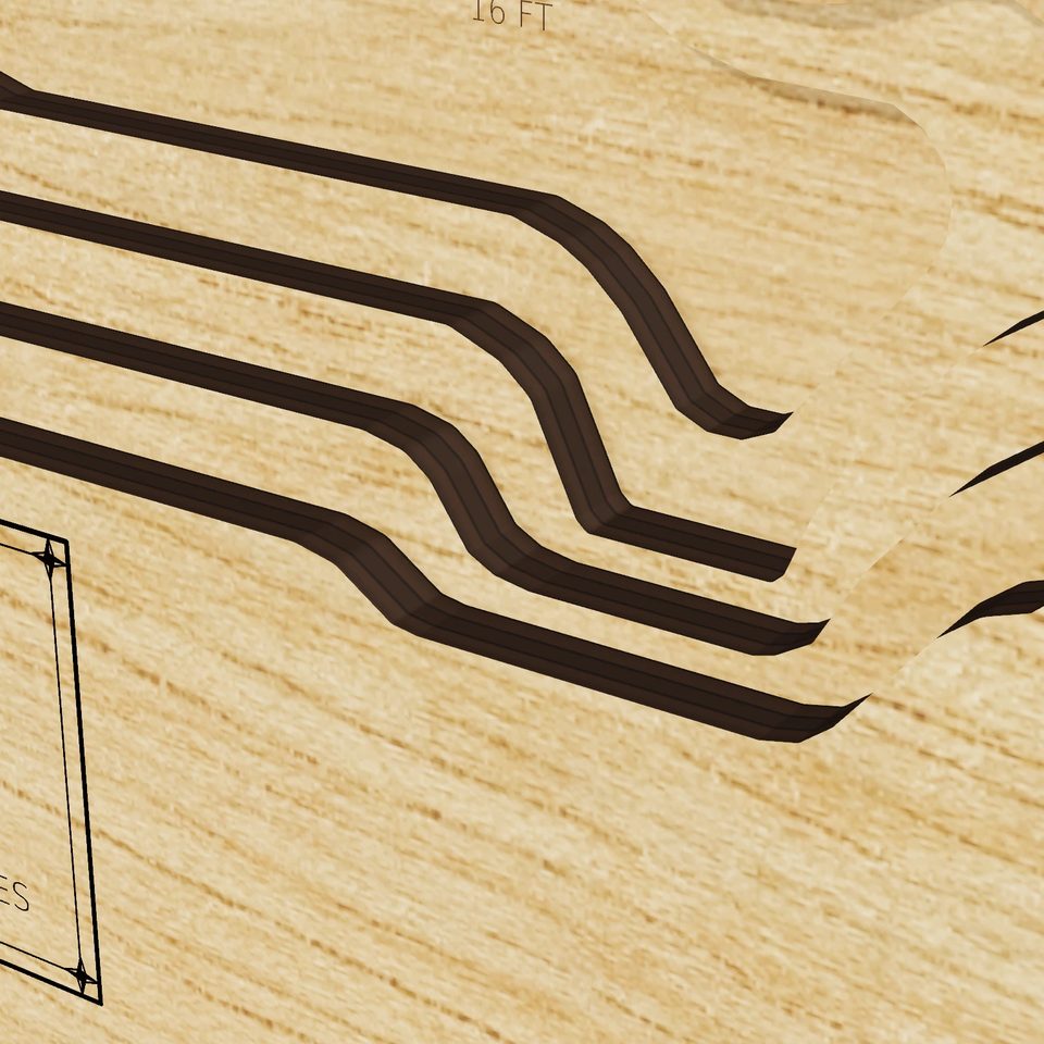Quail Lake 3D wood map, detail view