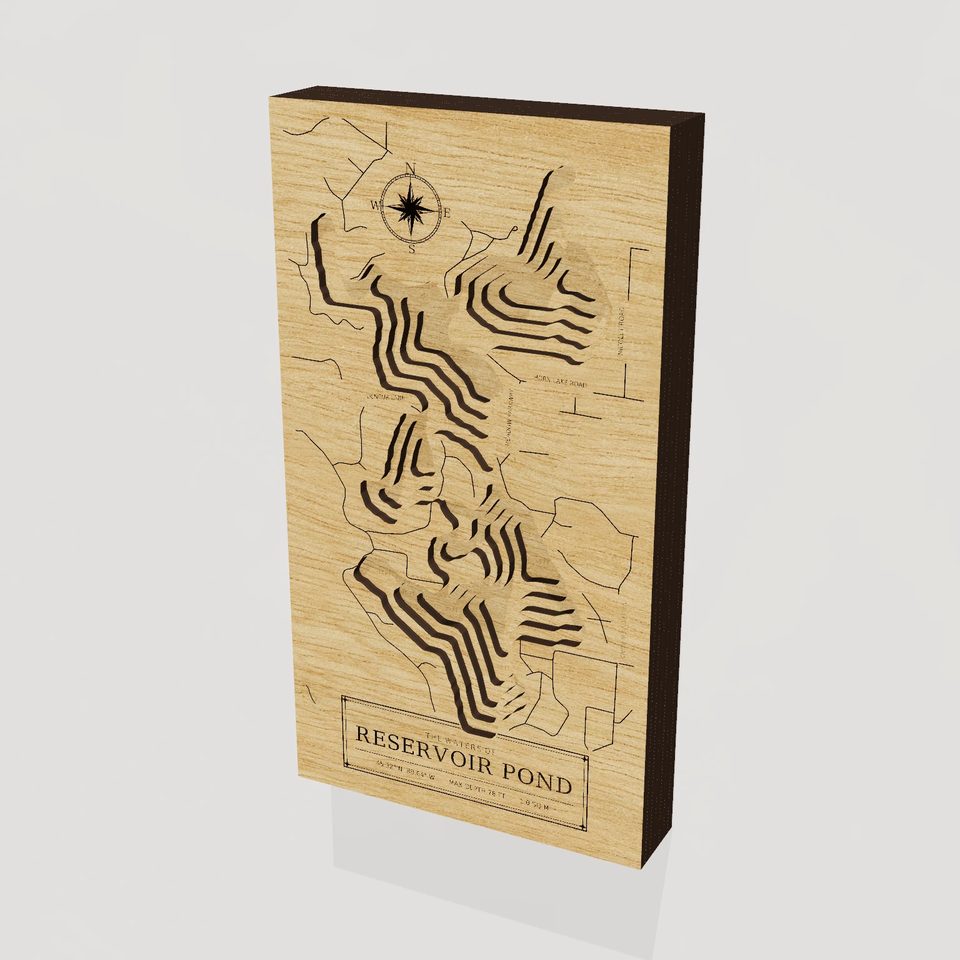Reservoir Pond 3D wood map, hero view