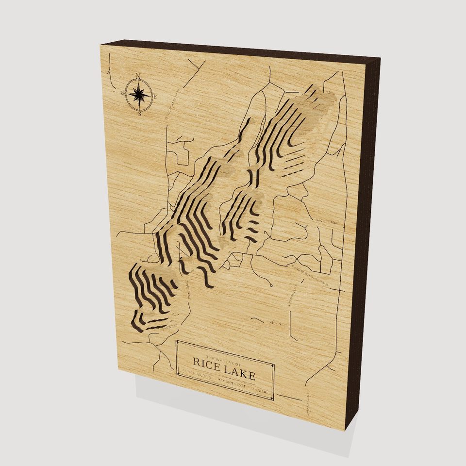 Rice Lake 3D wood map, hero view