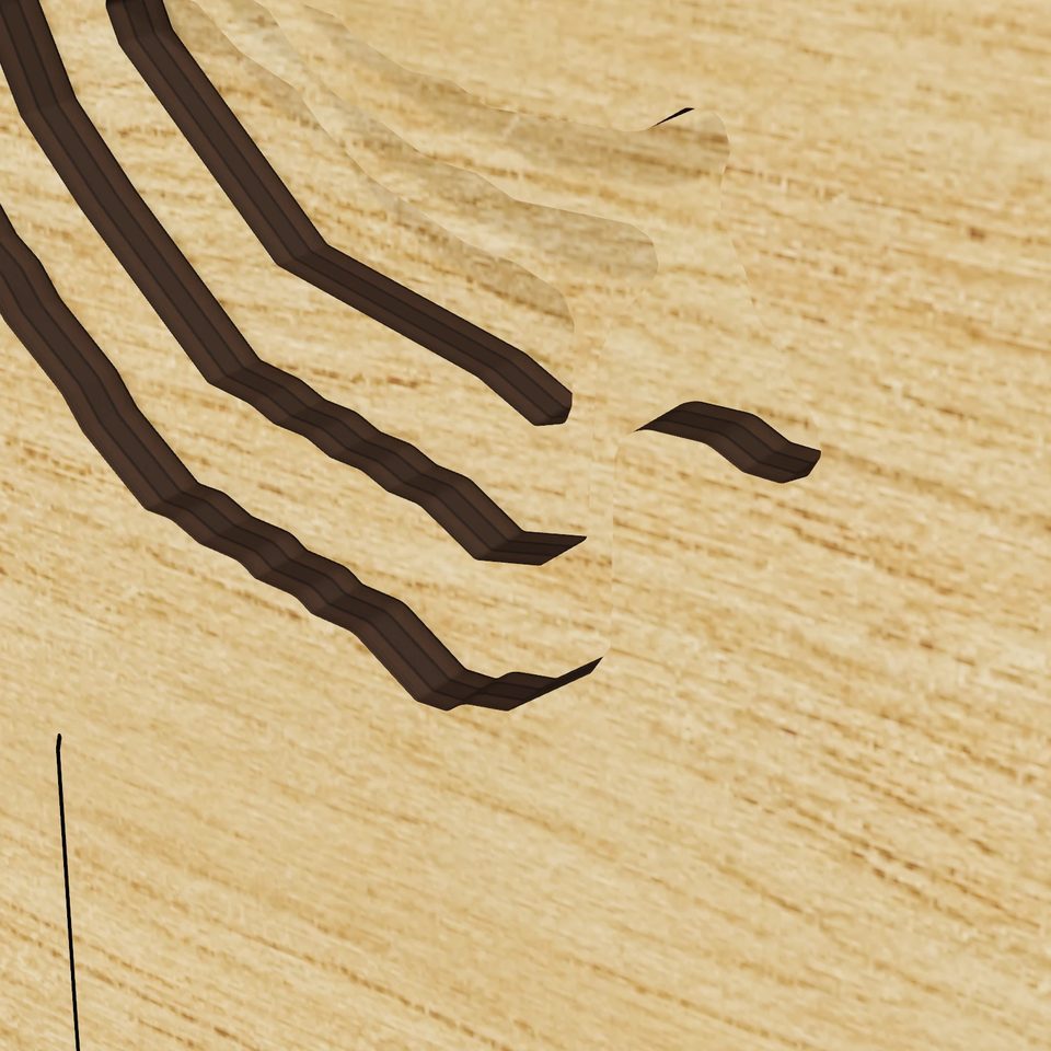 Rush Lake 3D wood map, detail view