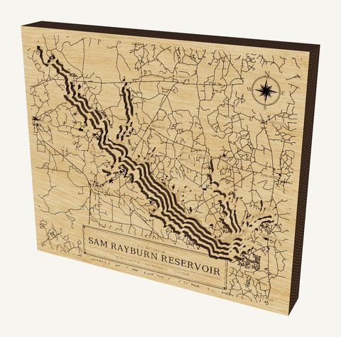 Sam Rayburn Reservoir wood map