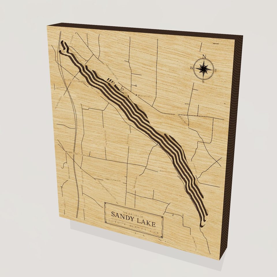 Sandy Lake 3D wood map, hero view