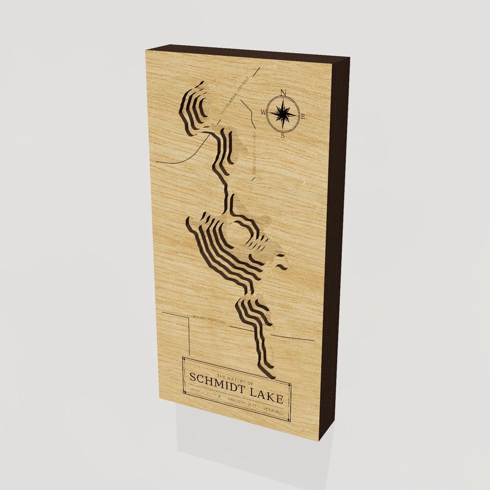 Schmidt Lake 3D wood map, hero view