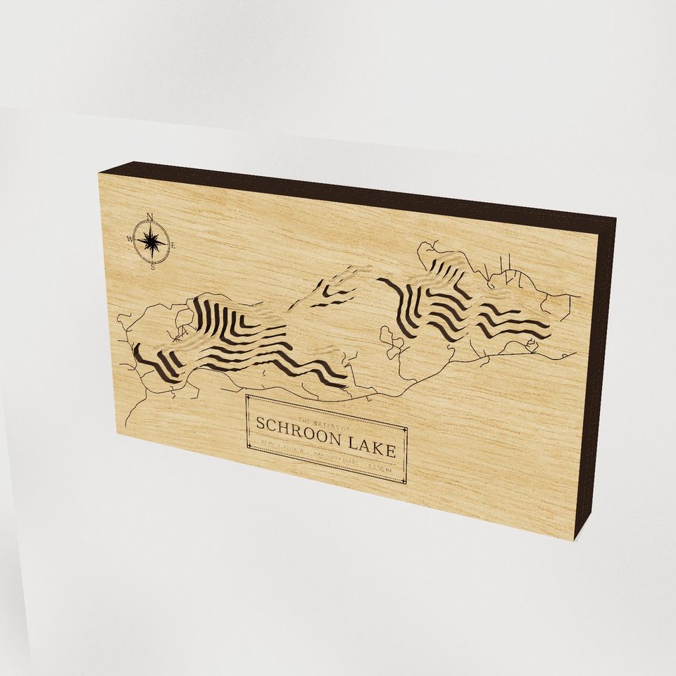 Schroon Lake 3D wood map, hero view