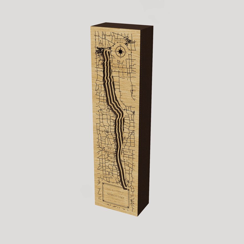 Seneca Lake 3D wood map, hero view