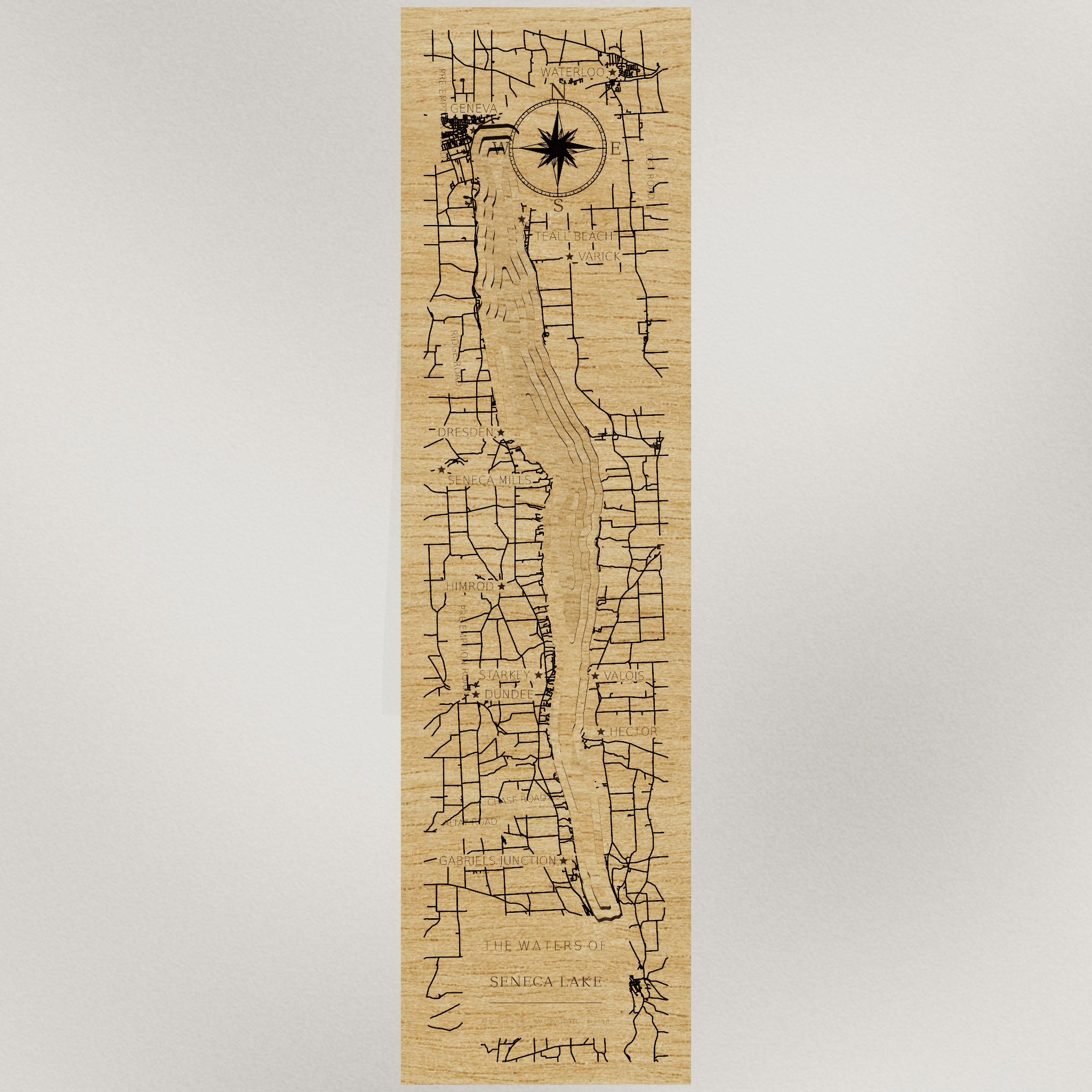 Seneca Lake map, front view