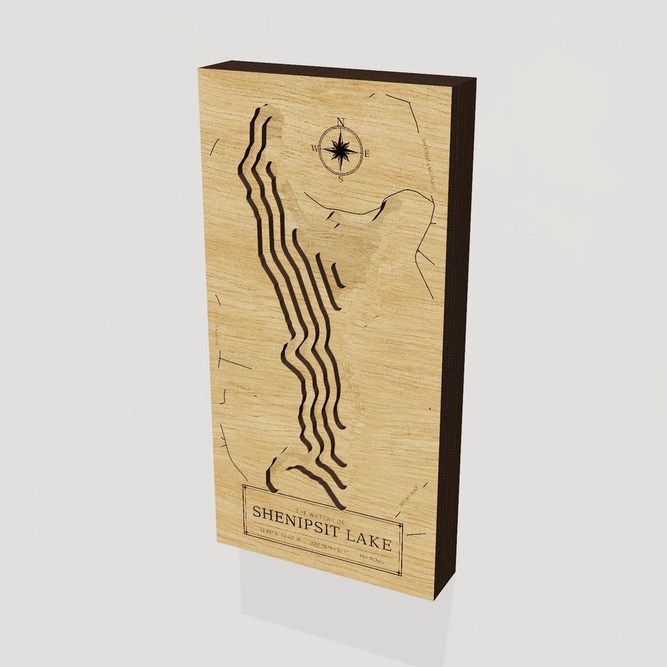 Shenipsit Lake 3D wood map, hero view
