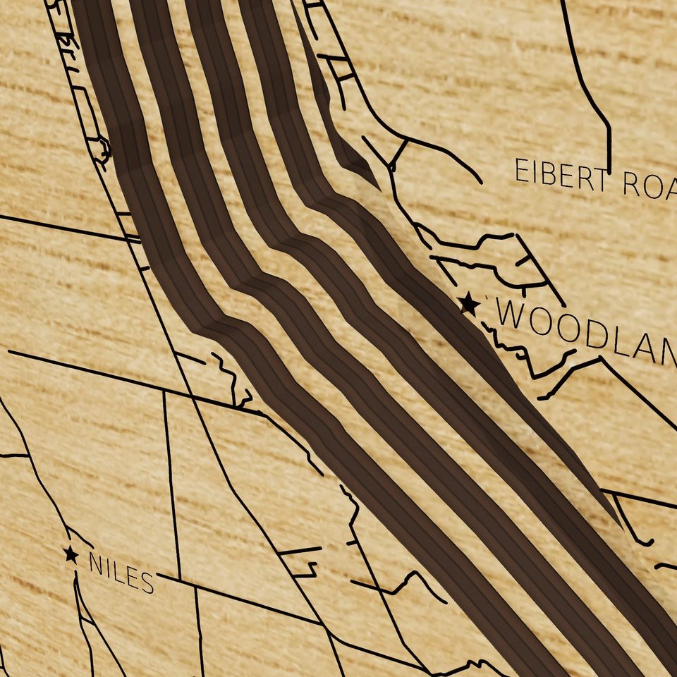 Skaneateles Lake 3D wood map, detail view