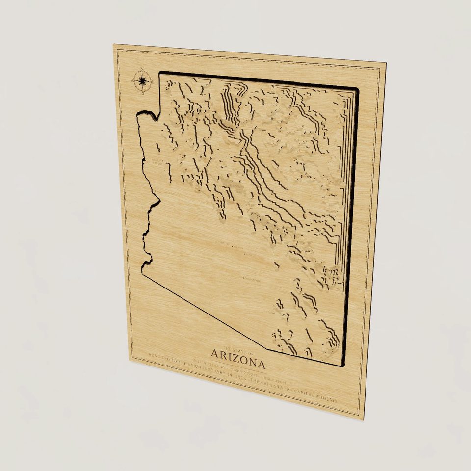Arizona carved relief map, hero view