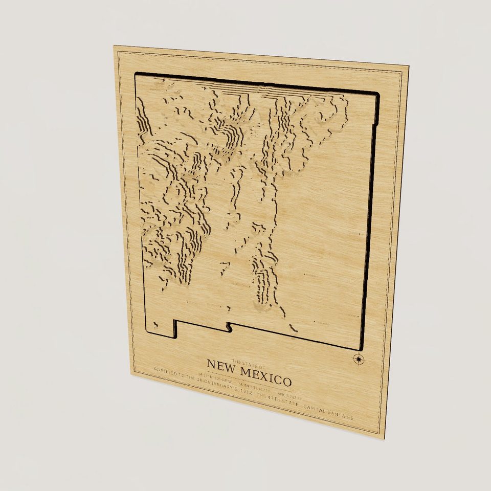 New Mexico carved relief map, hero view